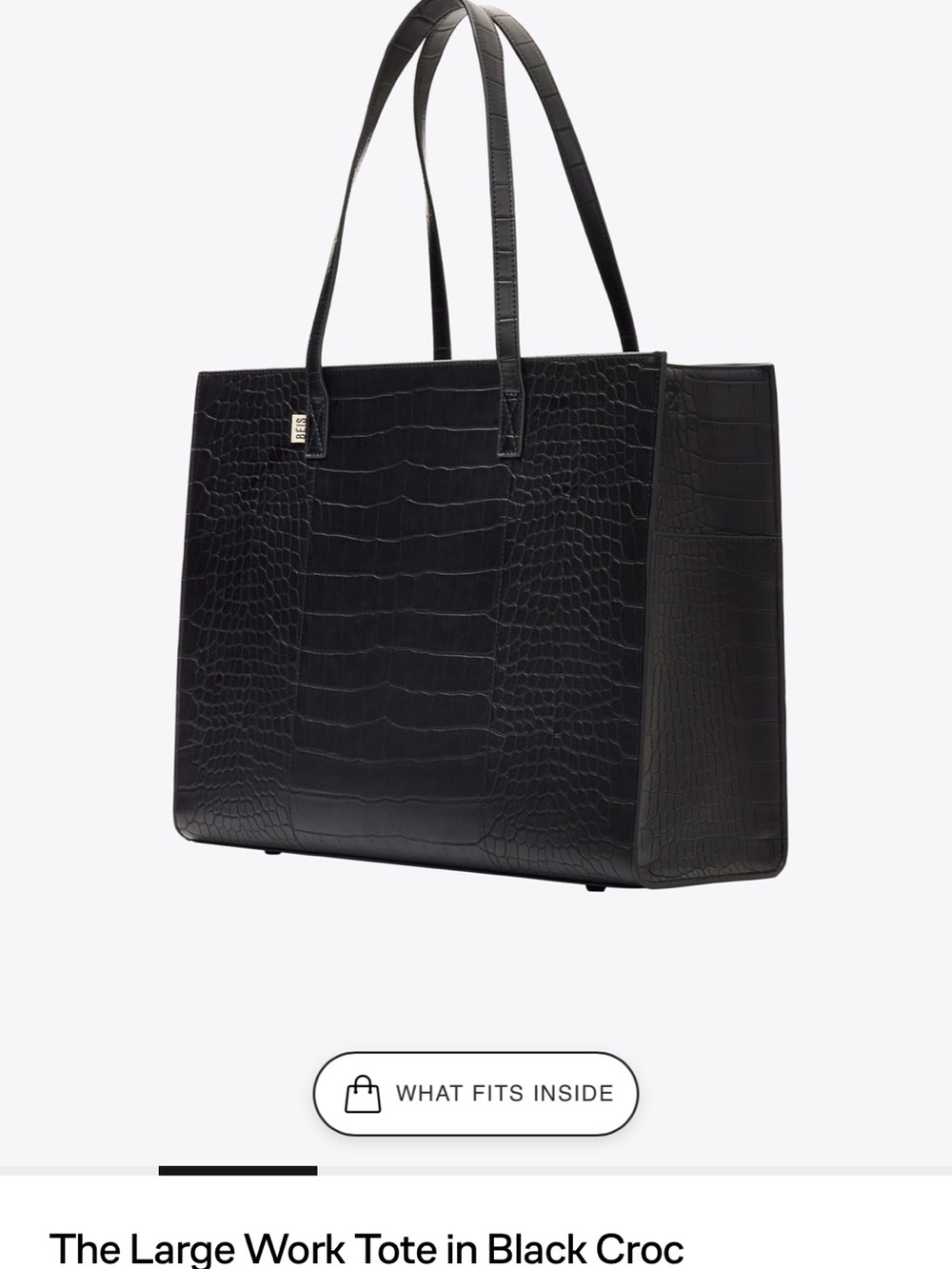 BEIS Black Croc Large Work Tote